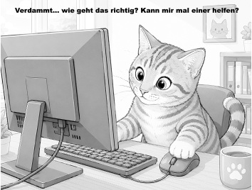 Katze vor einem Computer